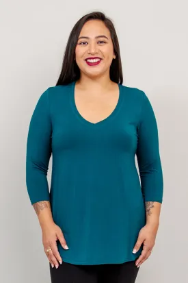 Jackie 3/4 Sleeve, Teal, Bamboo