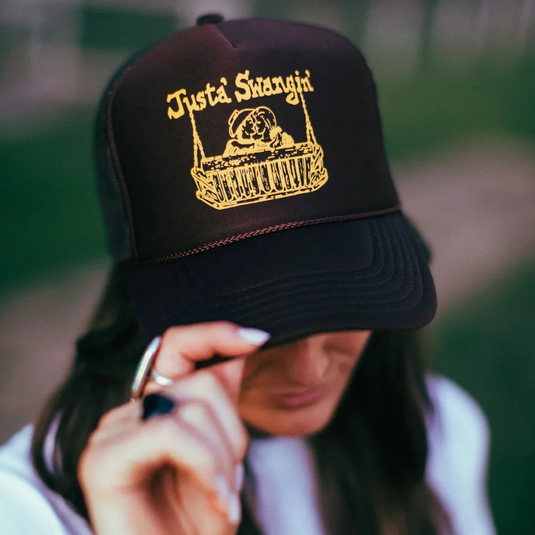 Justa Swangin' Brown Mustard Foam Trucker Cap