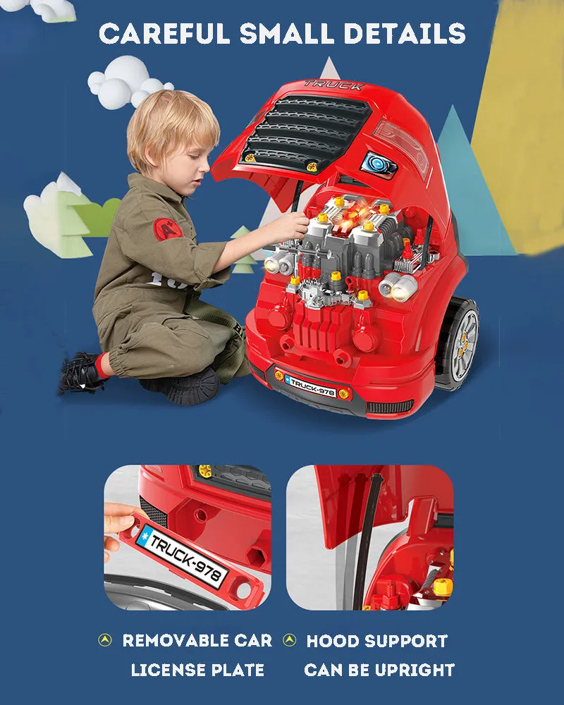 Kids Car Repair Realistic Simulate Disassemble and Assemble Remote Control Lighting Music Screw tightening Assembly Toy