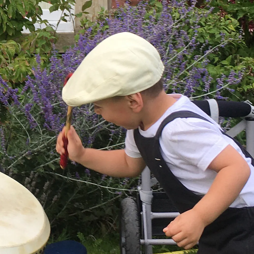 Kids Cotton Flat Cap - Beige