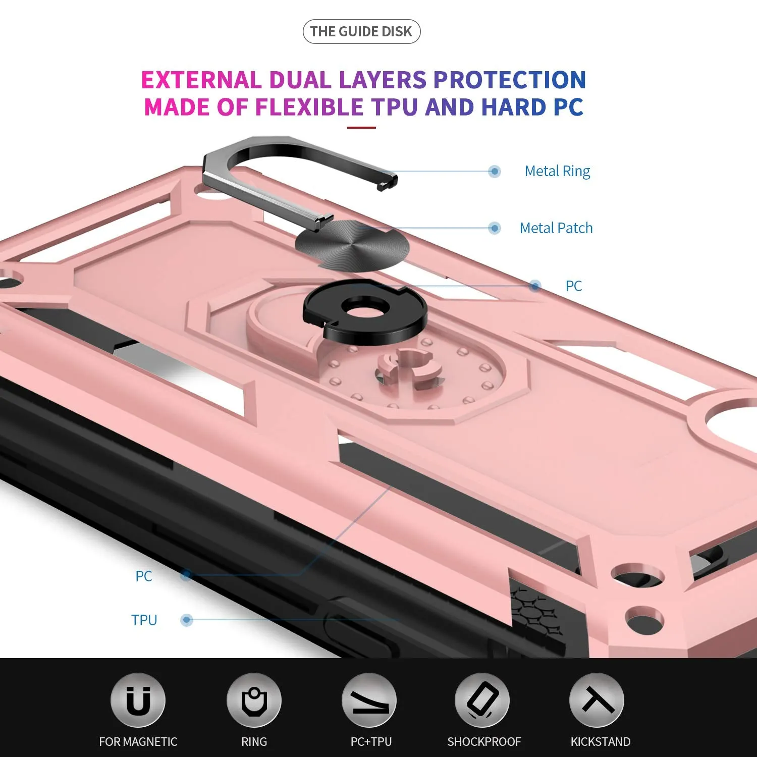 LeYi Case for Huawei Y7 2019 with Ring Holder Kickstand, Full Body Protective Silicone TPU Gel Personalised Shockproof Tough Armour Phone Cover