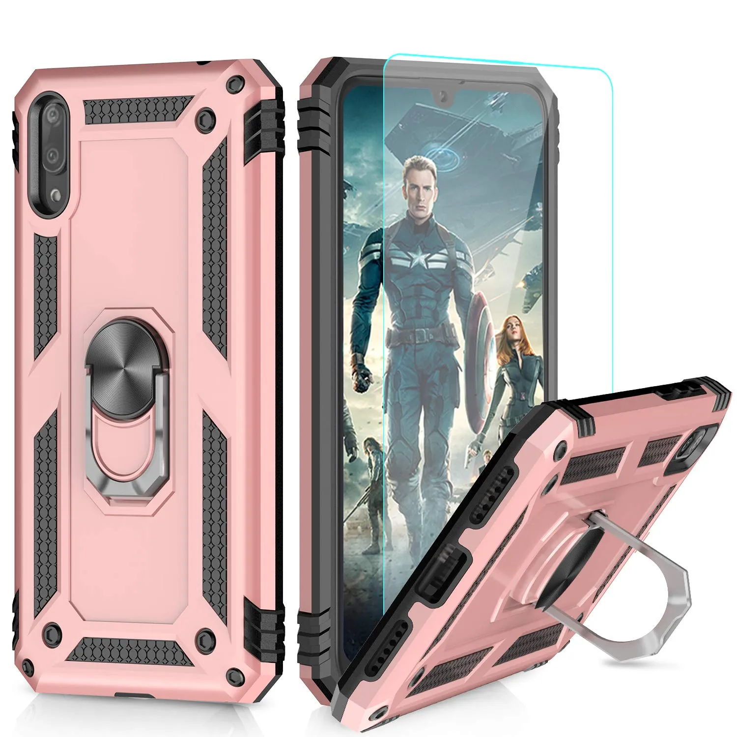 LeYi Case for Huawei Y7 2019 with Ring Holder Kickstand, Full Body Protective Silicone TPU Gel Personalised Shockproof Tough Armour Phone Cover