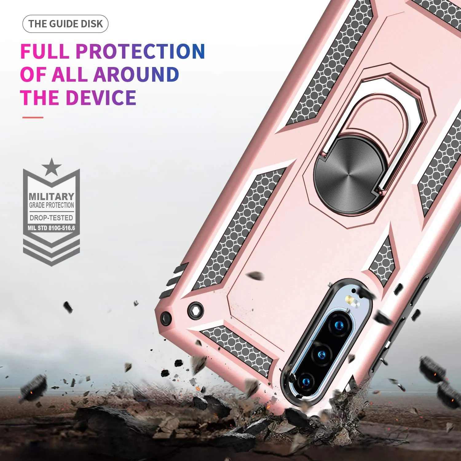 LeYi Huawei P30 Case with Ring Holder Kickstand, Full Body Protective Silicone TPU Personalised Shockproof Tough Armour Phone Cover with Screen