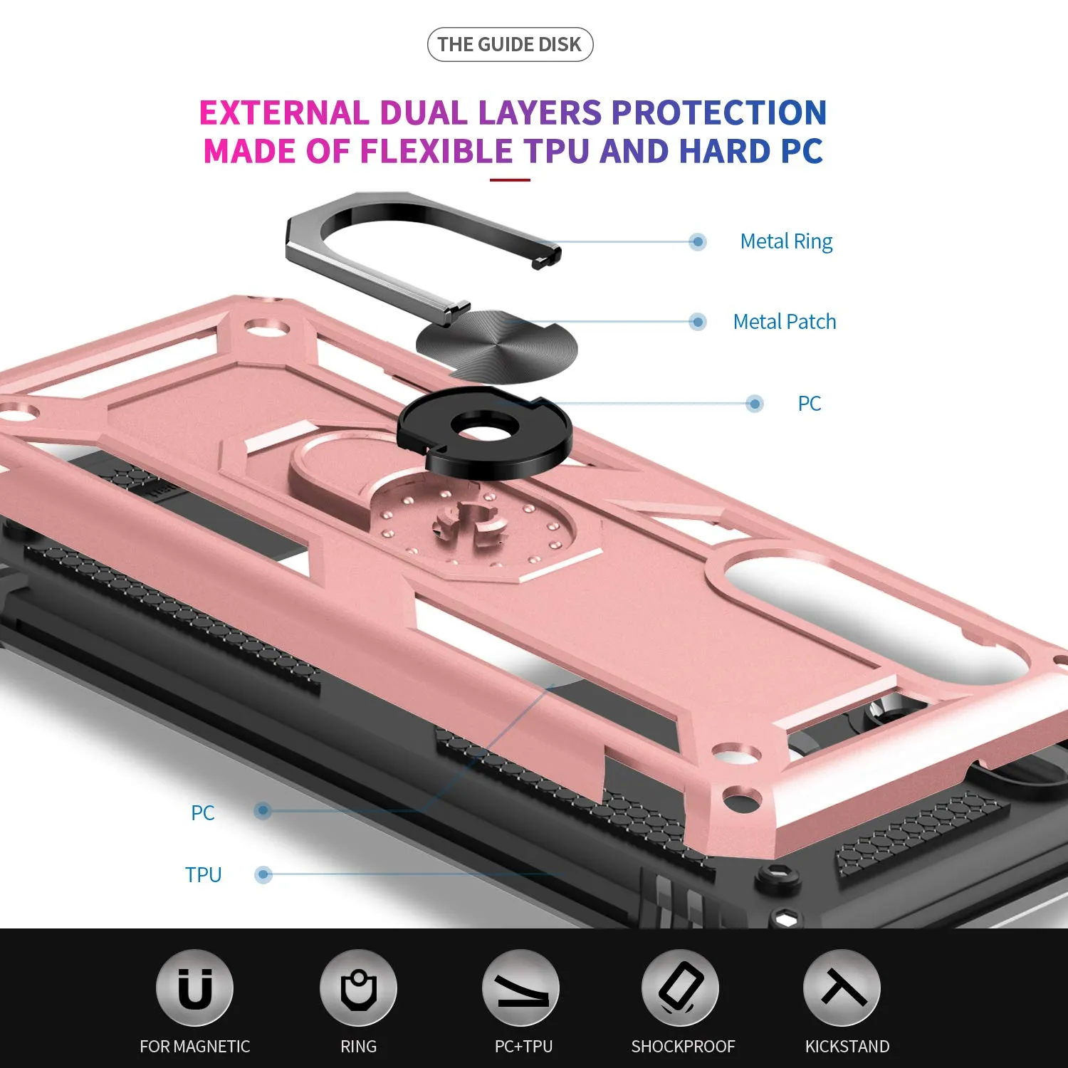 LeYi Huawei P30 Case with Ring Holder Kickstand, Full Body Protective Silicone TPU Personalised Shockproof Tough Armour Phone Cover with Screen