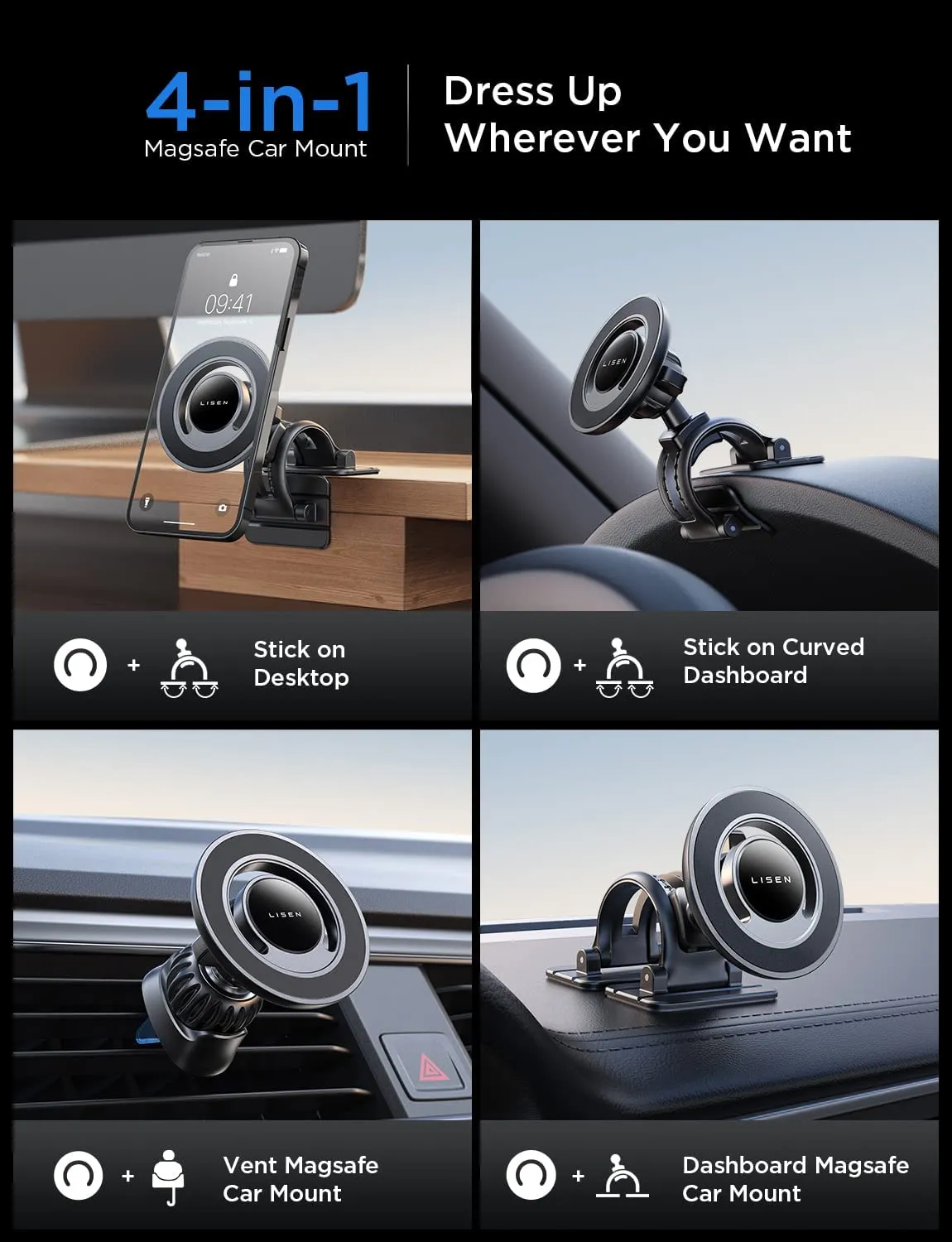 Lisen MagSafe Car Mount for iPhone