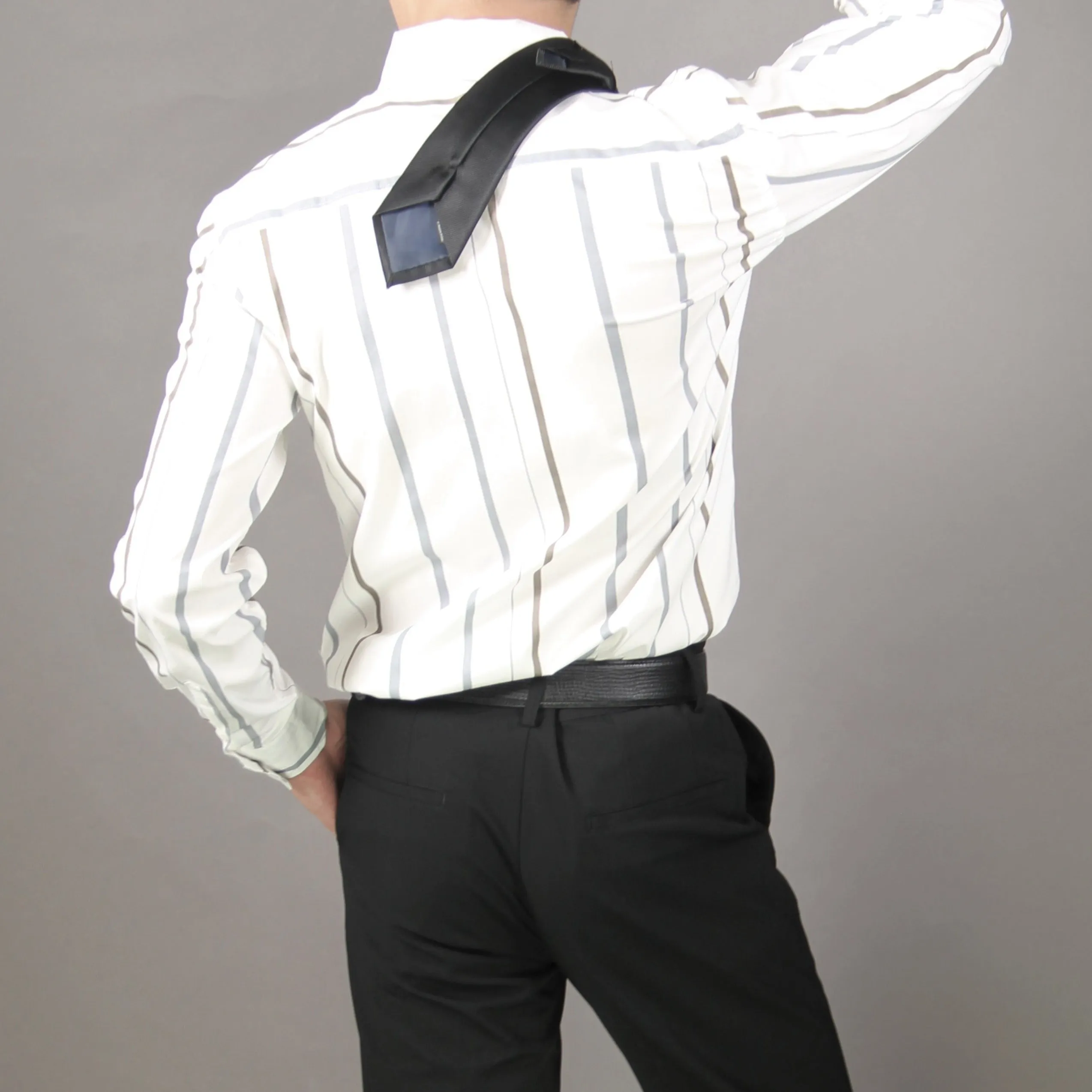 Long Sleeve Strips Shirt (White) 1658