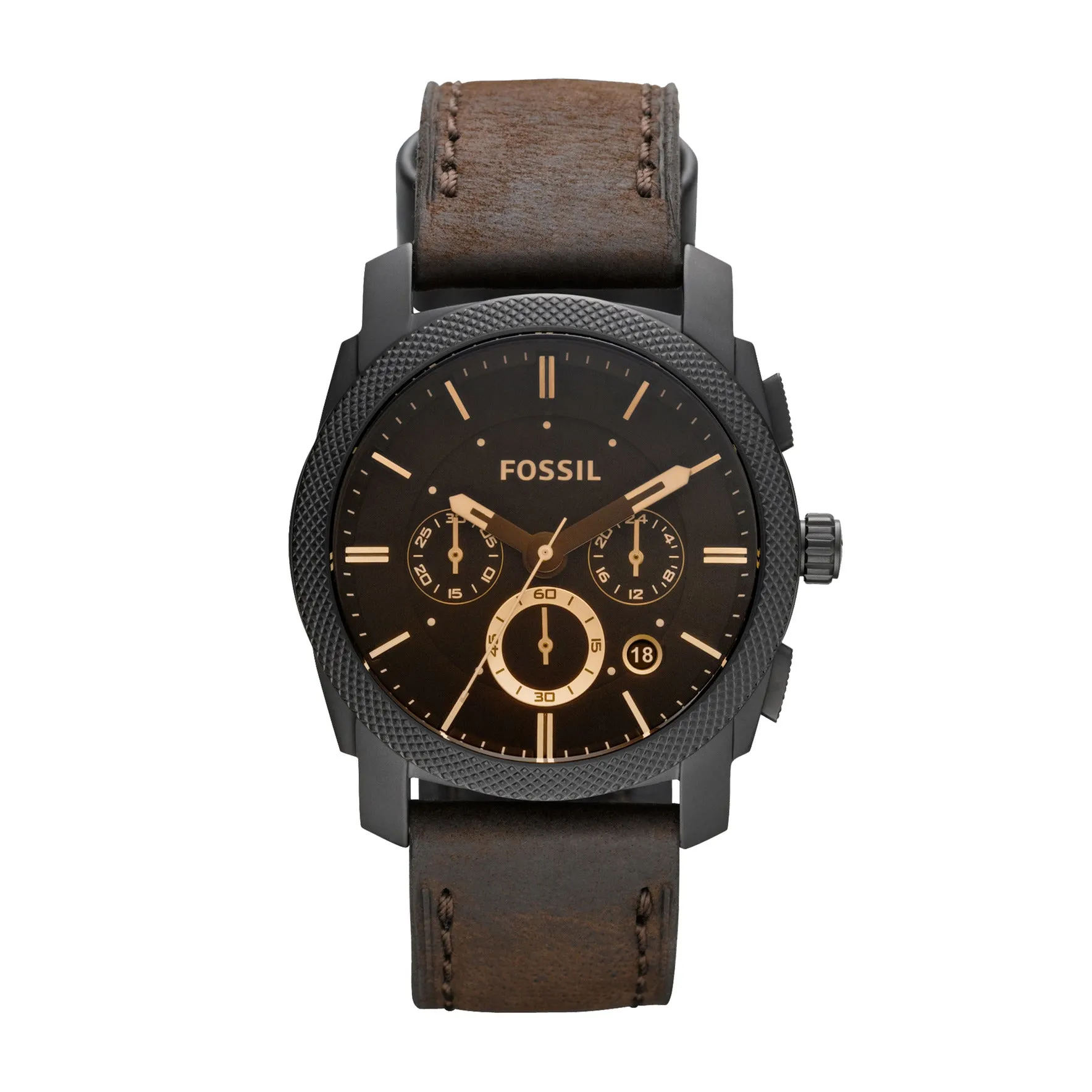 Machine Mid-Size Chronograph Brown Leather Watch