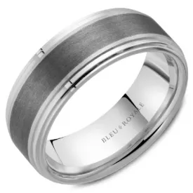 Men's 14K White Gold & Grey Tantalum Wedding Band