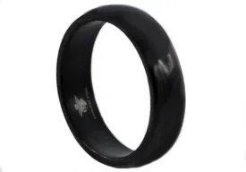 Mens 7mm Black Stainless Steel Wedding Band Ring