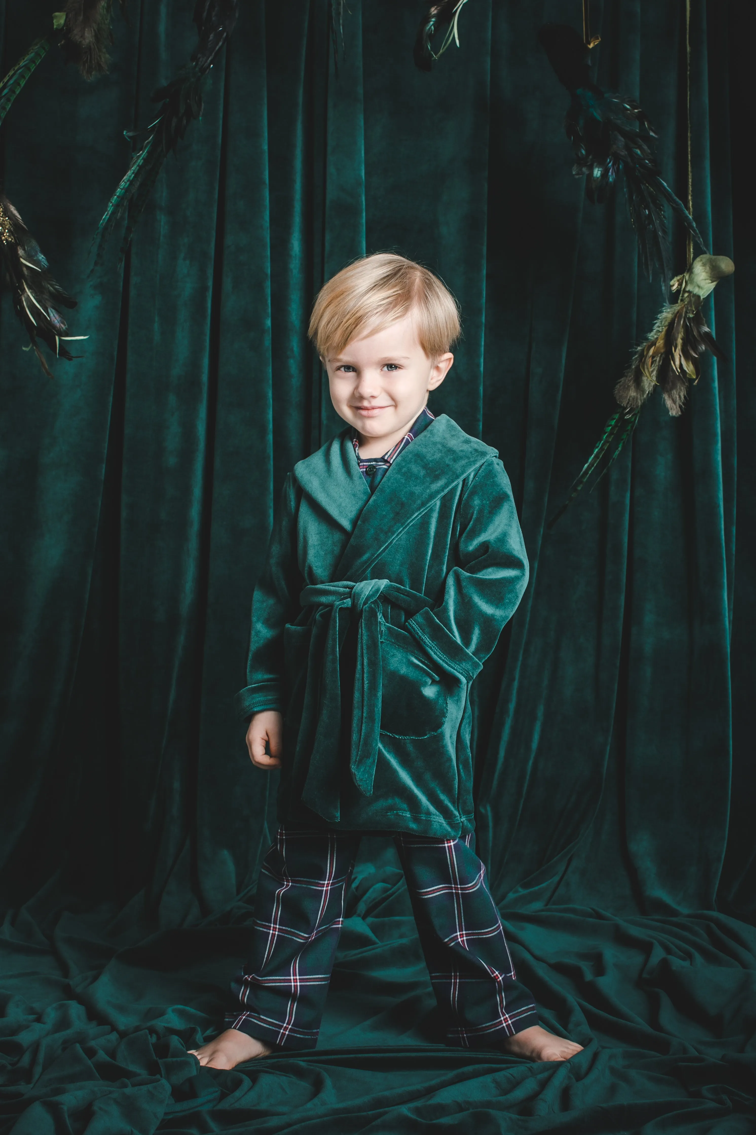 NATHAN - BOYS' BATHROBE IN EMERALD