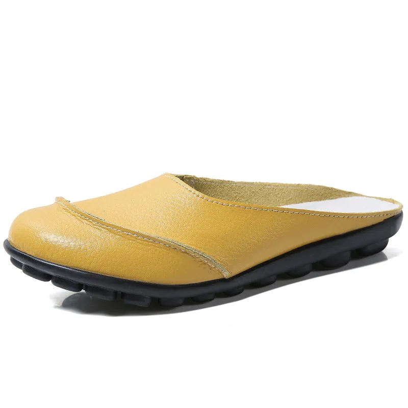 Owlkay Slippers: Leather Soft Soles Comfortable Flat Shoes - Enhance Your Style & Comfort