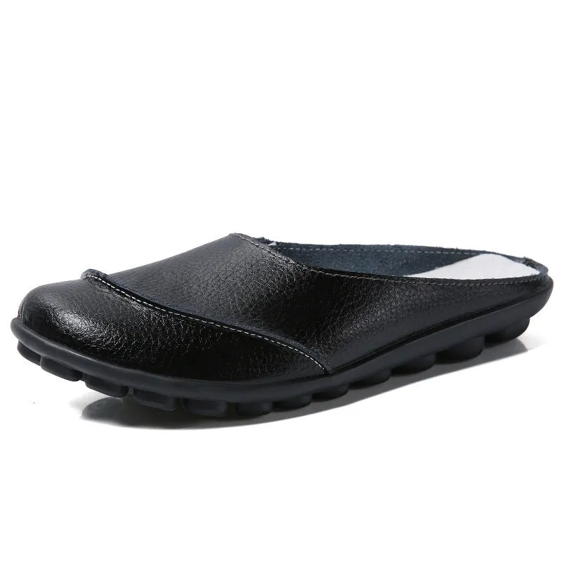 Owlkay Slippers: Leather Soft Soles Comfortable Flat Shoes - Enhance Your Style & Comfort