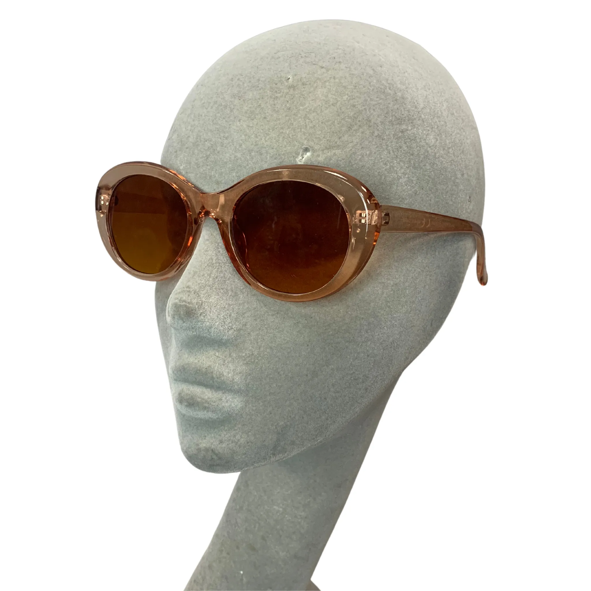 PEACH / BROWN ROUND OVAL VINTAGE STYLE 60s 70s SUNGLASSES