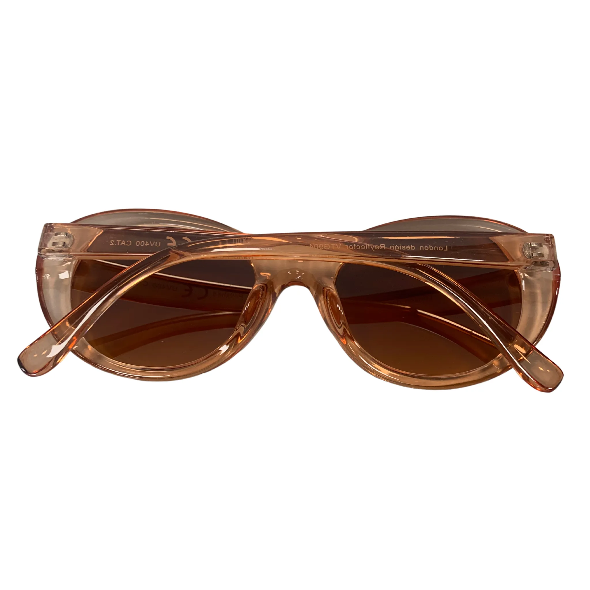 PEACH / BROWN ROUND OVAL VINTAGE STYLE 60s 70s SUNGLASSES