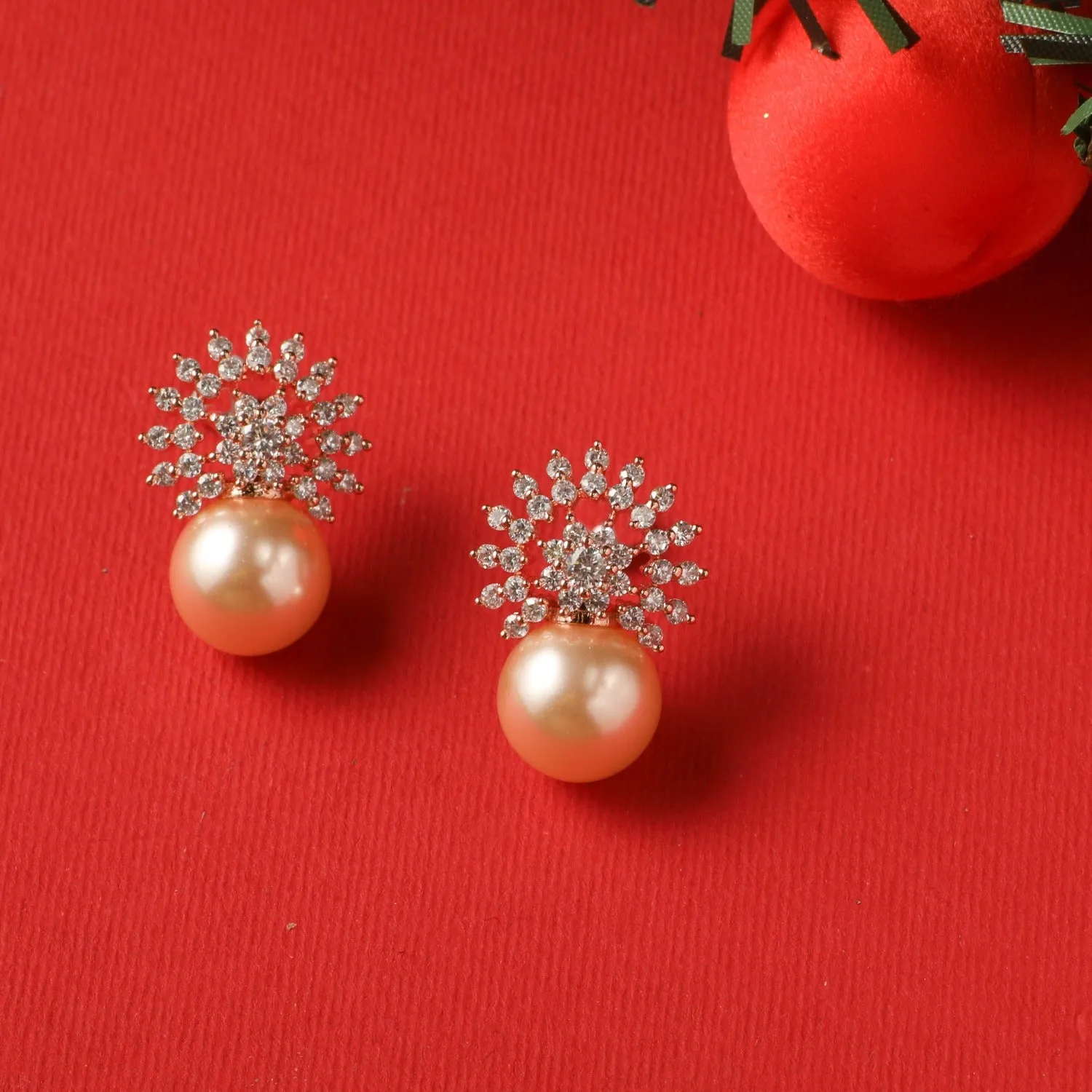 Pearl Nakshatra CZ Stud Earrings