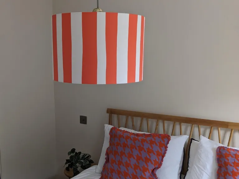 Peel orange & white stripe printed shade