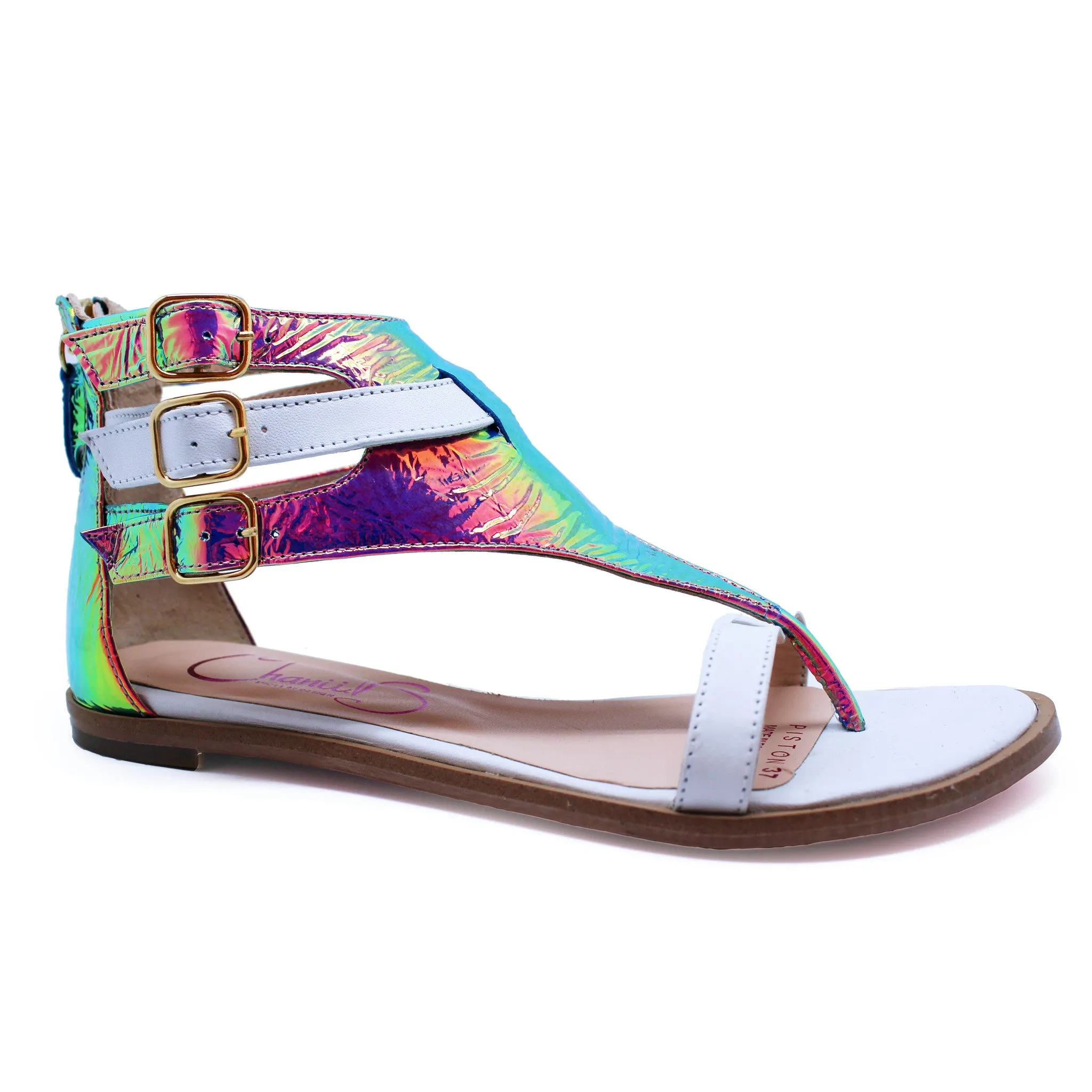 Piston - Fuchsia Foil flat sandal