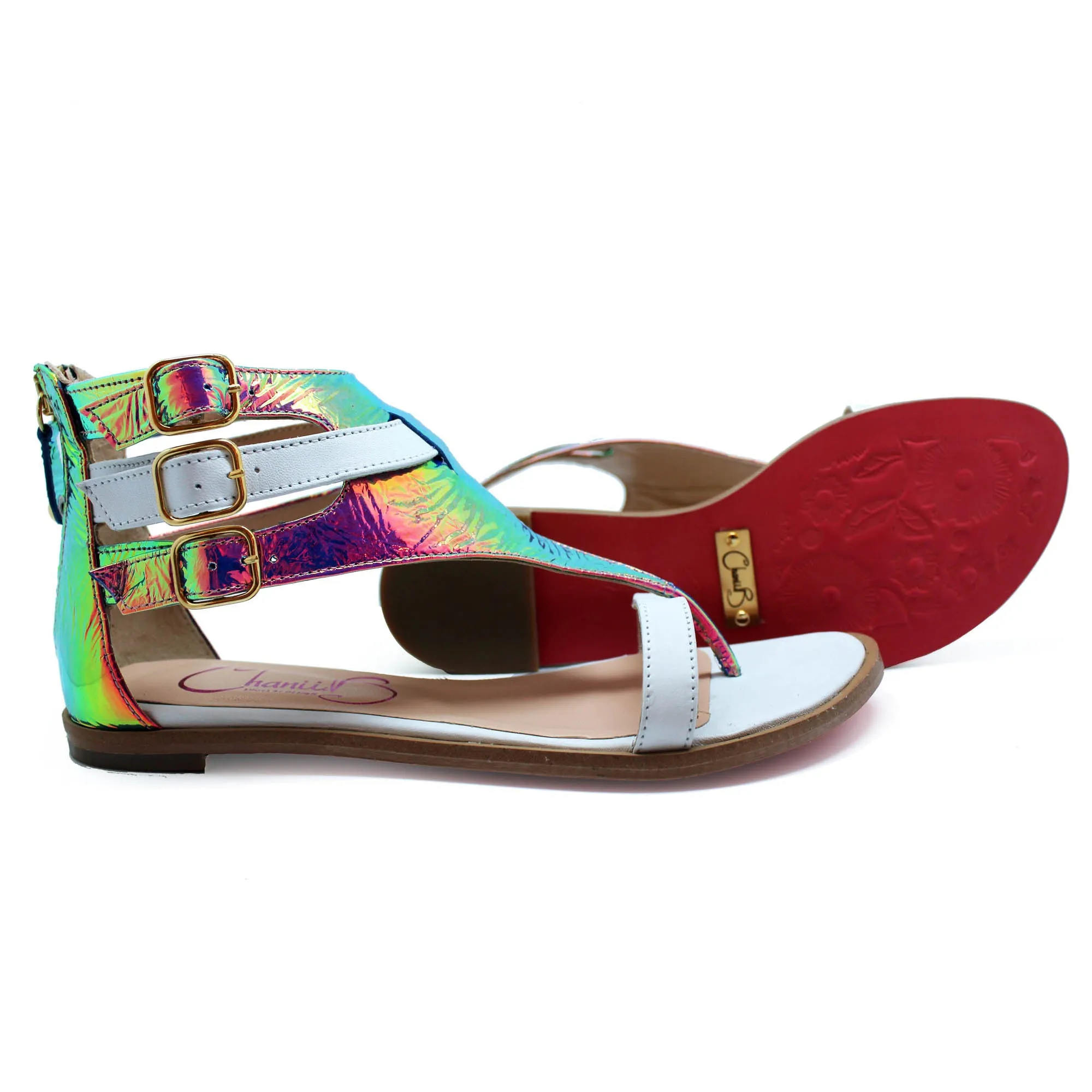 Piston - Fuchsia Foil flat sandal