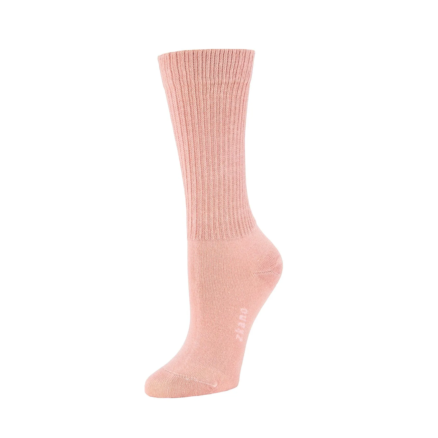 Rib Knit - Organic Cotton Crew Socks - Desert Rose