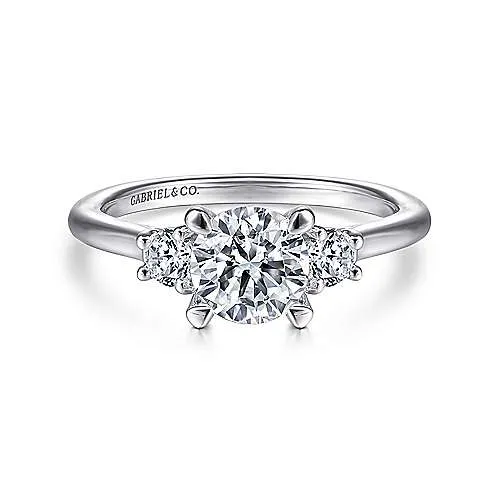 Sanaa - 14K White Gold Round 3 Stone Diamond Engagement Ring