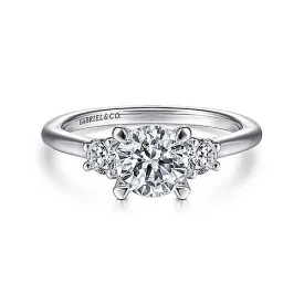 Sanaa - 14K White Gold Round 3 Stone Diamond Engagement Ring