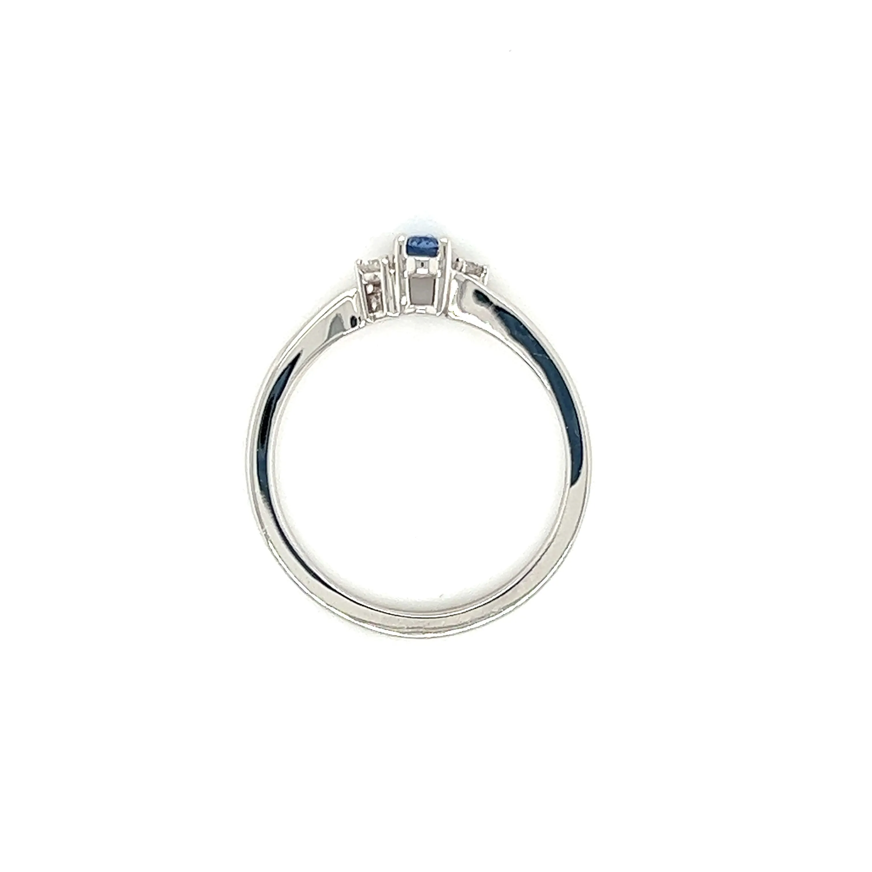 Sapphire Bypass Ring with Two Side Diamonds in 14K Yellow Gold