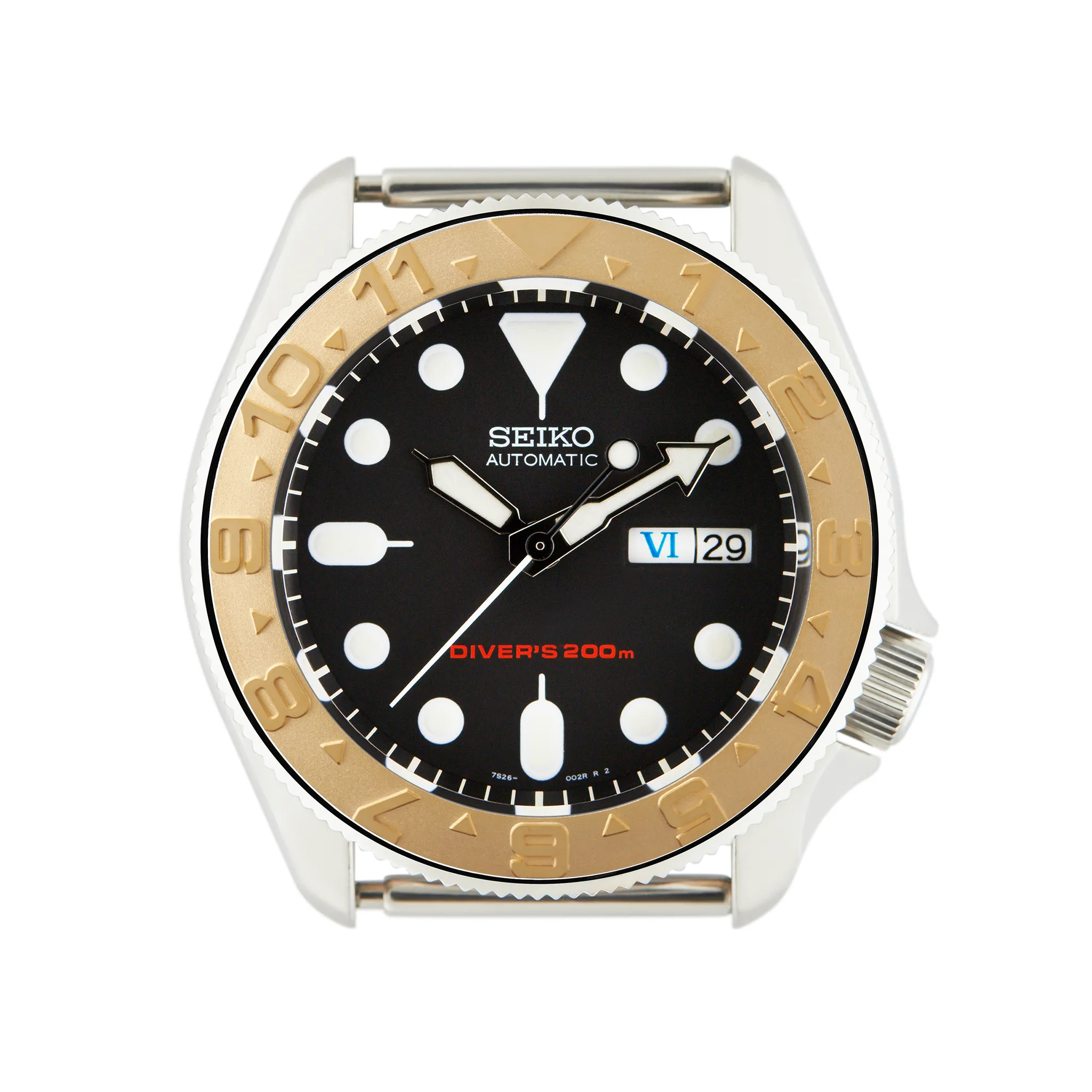 SKX007/SRPD Steel Bezel Insert: YM Dual Time style Gold