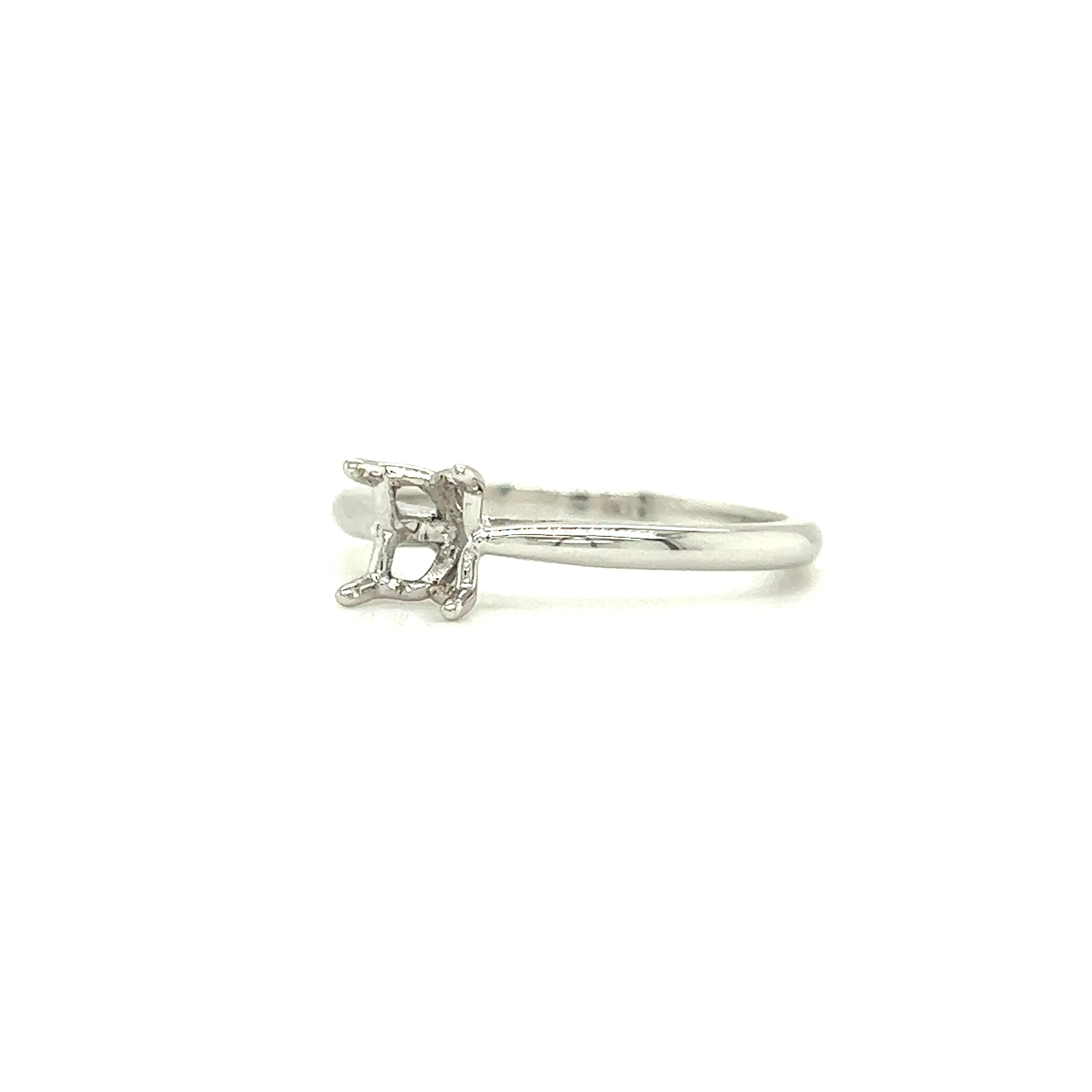 Solitaire Ring Setting with Four Prong Head in 14K White Gold