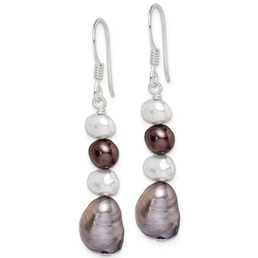 Sterling Silver Multi-Colored Freshwater Pearl Earrings