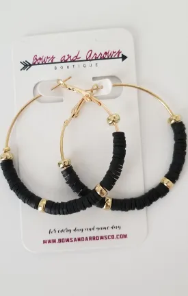 The Rubber & Metal Bead Hoops (Black)