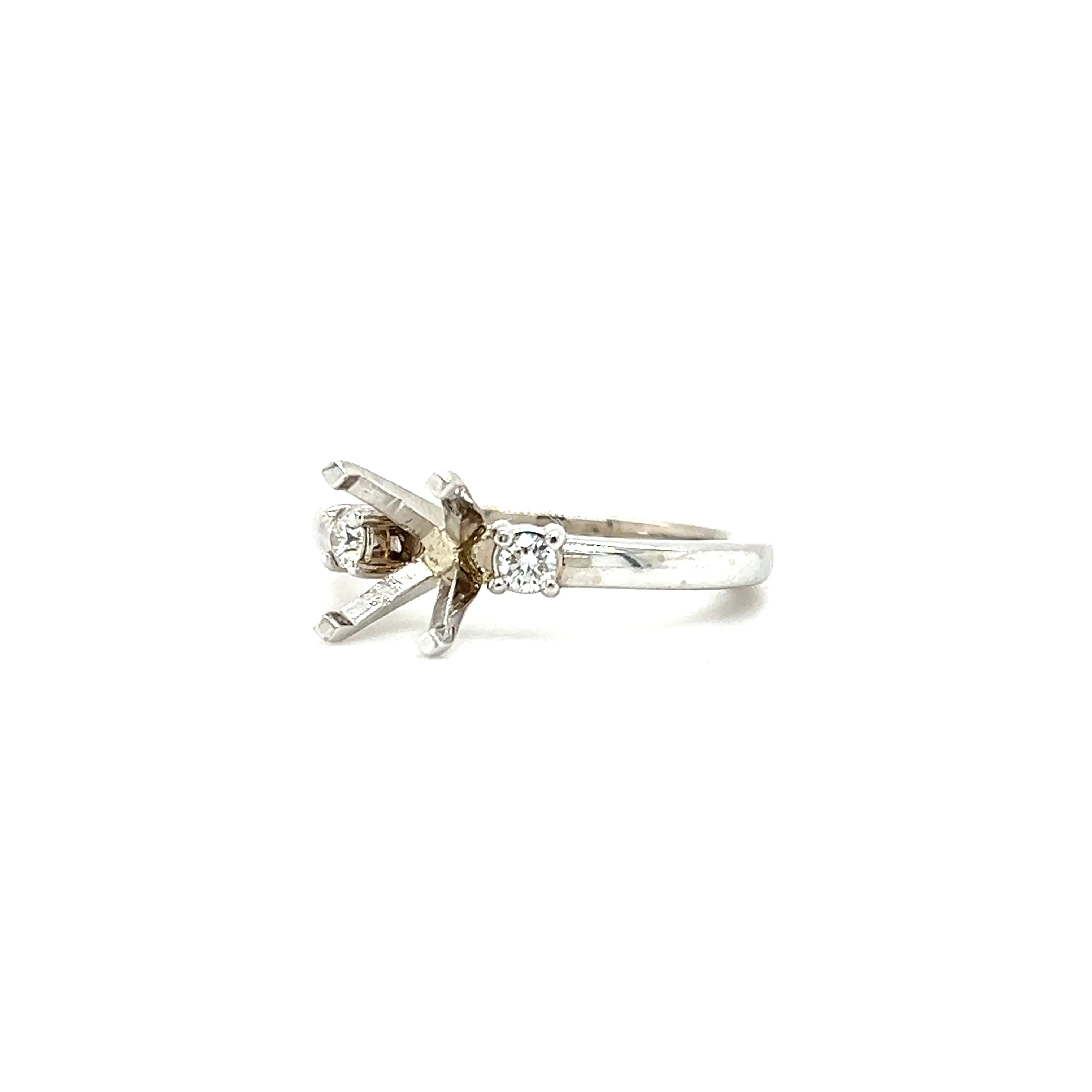 Three Stone Ring Setting with 0.12ctw of Diamonds in 14K White Gold