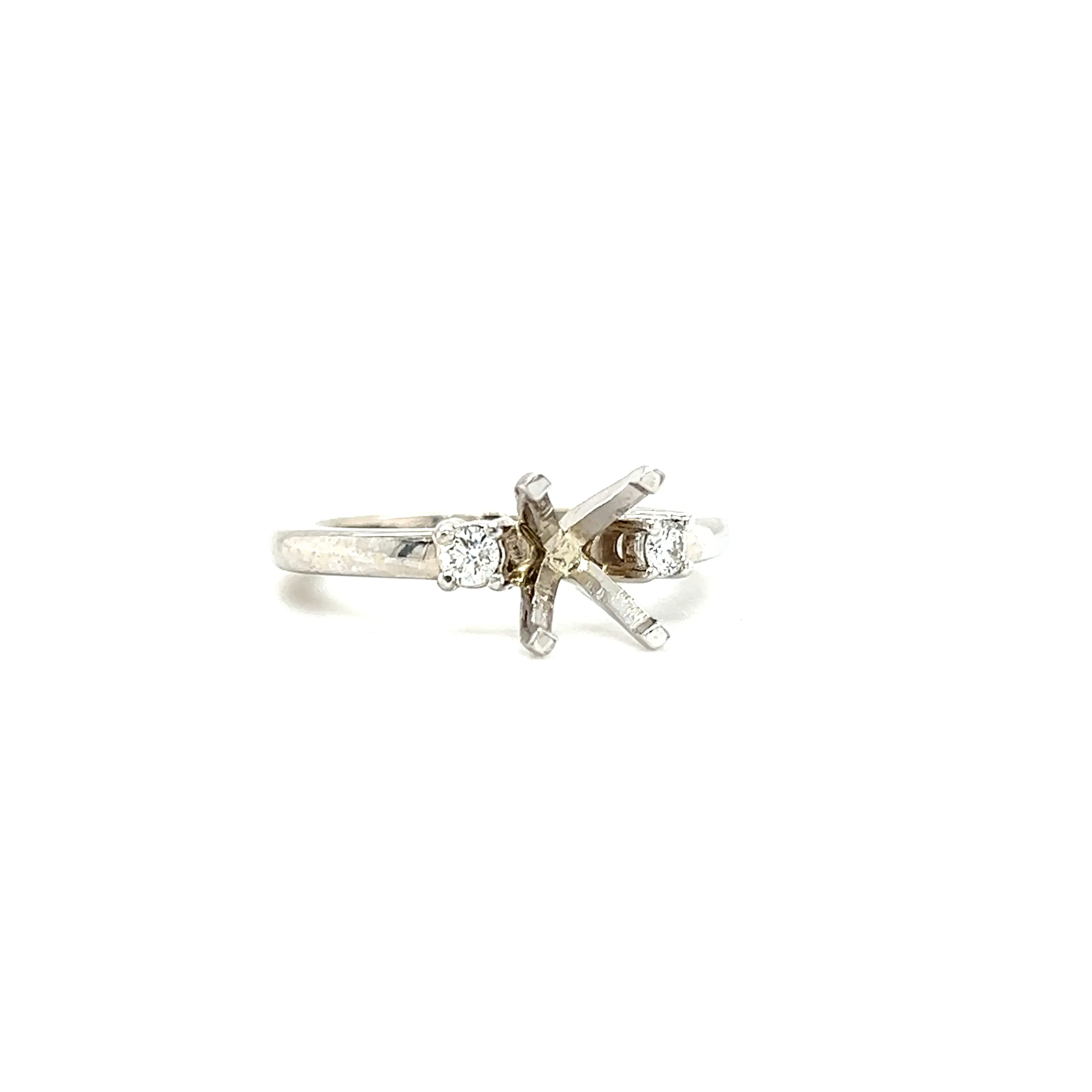 Three Stone Ring Setting with 0.12ctw of Diamonds in 14K White Gold