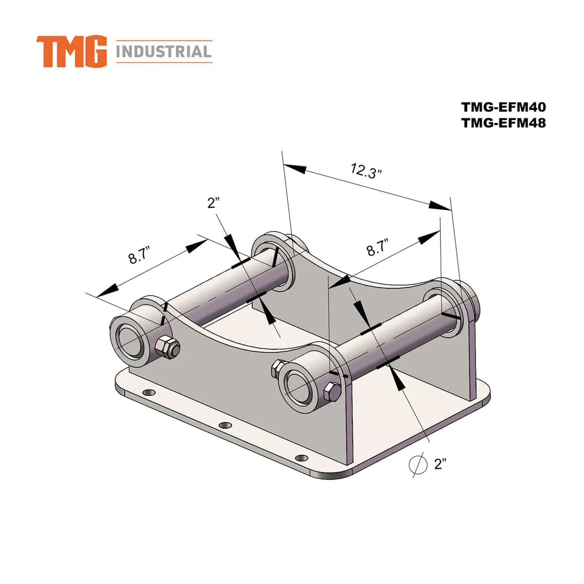 TMG Industrial 48" Excavator Brush Flail Mower, 6 to 8-ton Carrier, 16-21 GPM, TMG-EFM48