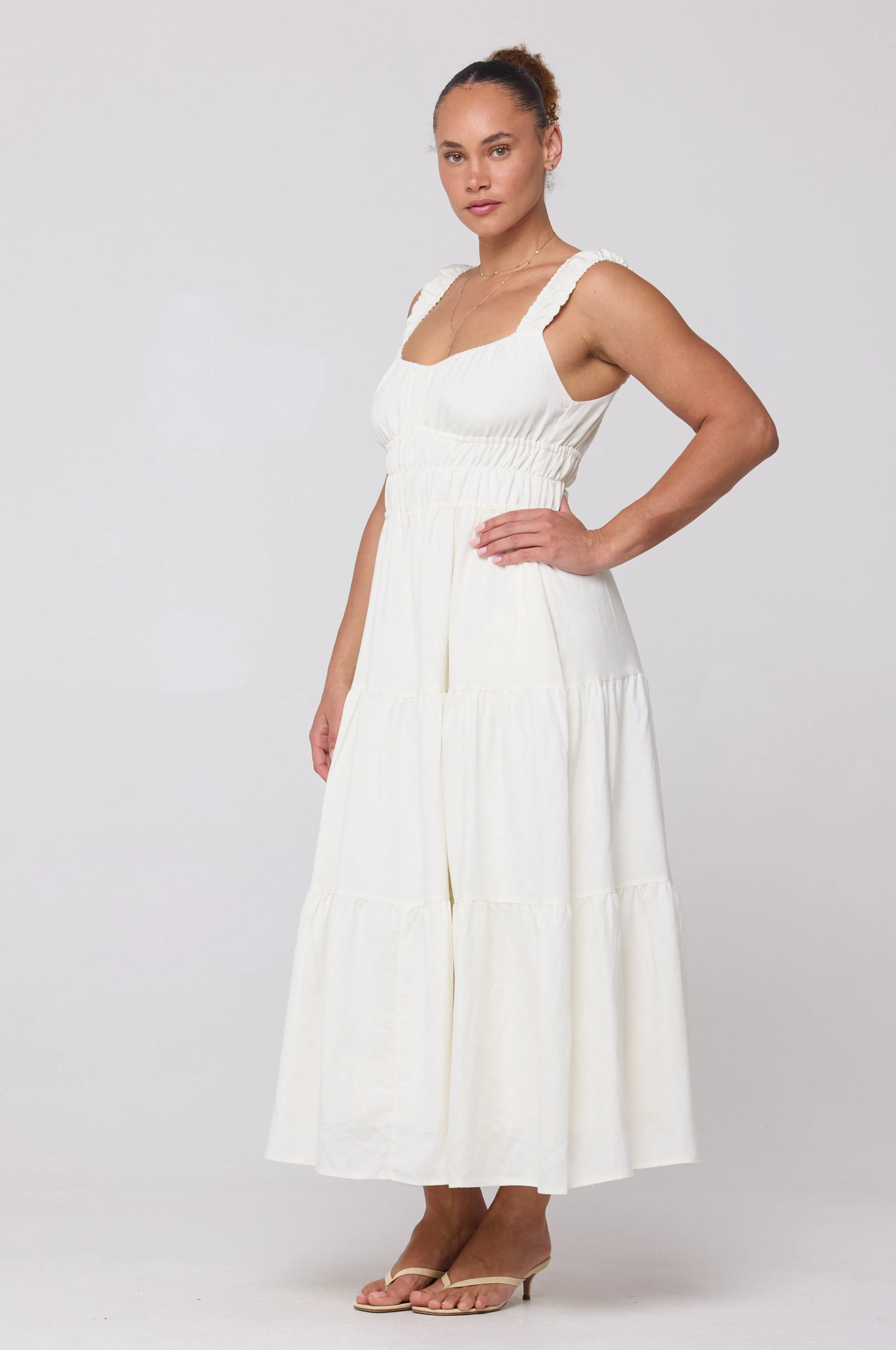 Tori Dress in White Linen