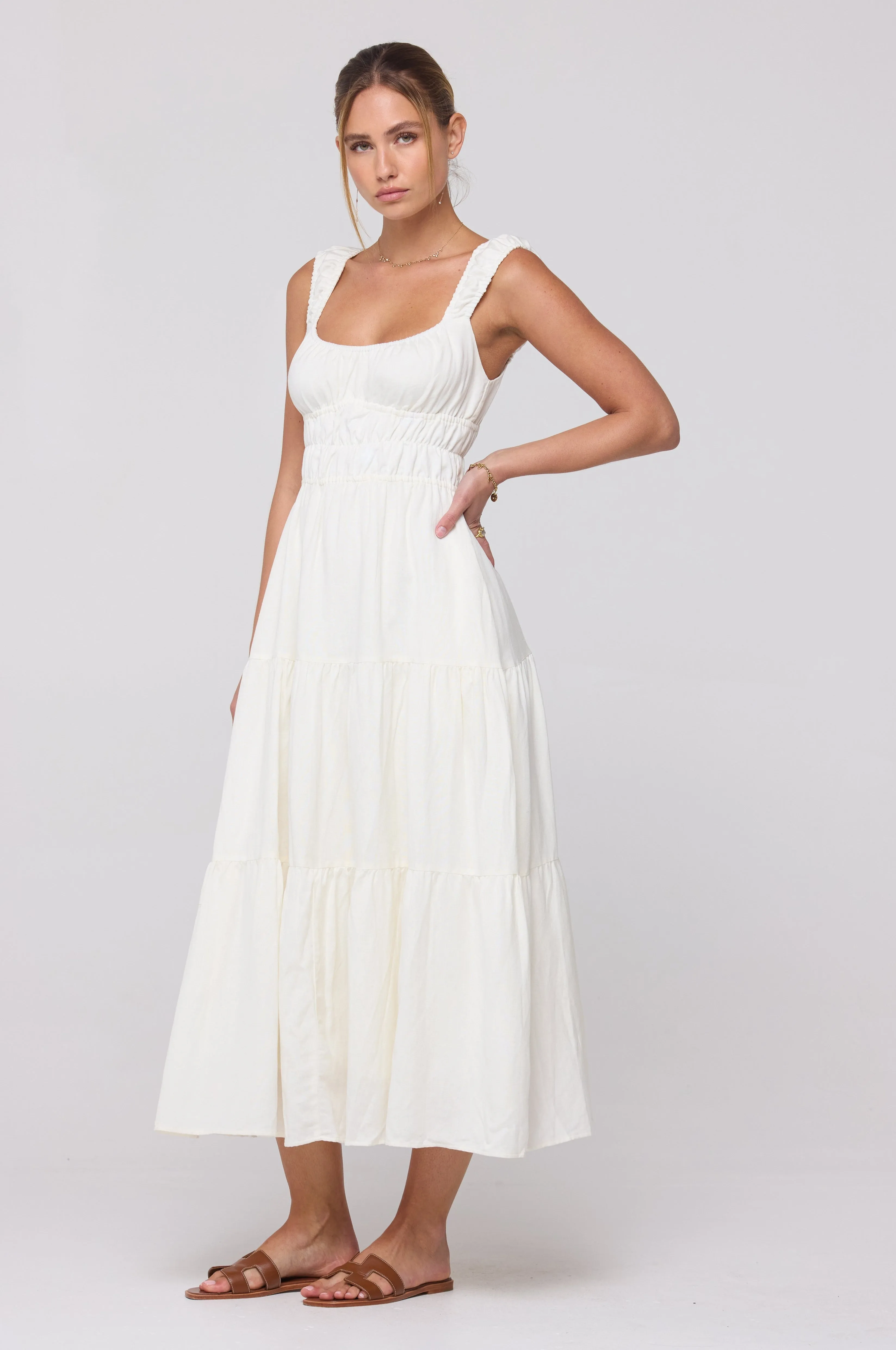 Tori Dress in White Linen