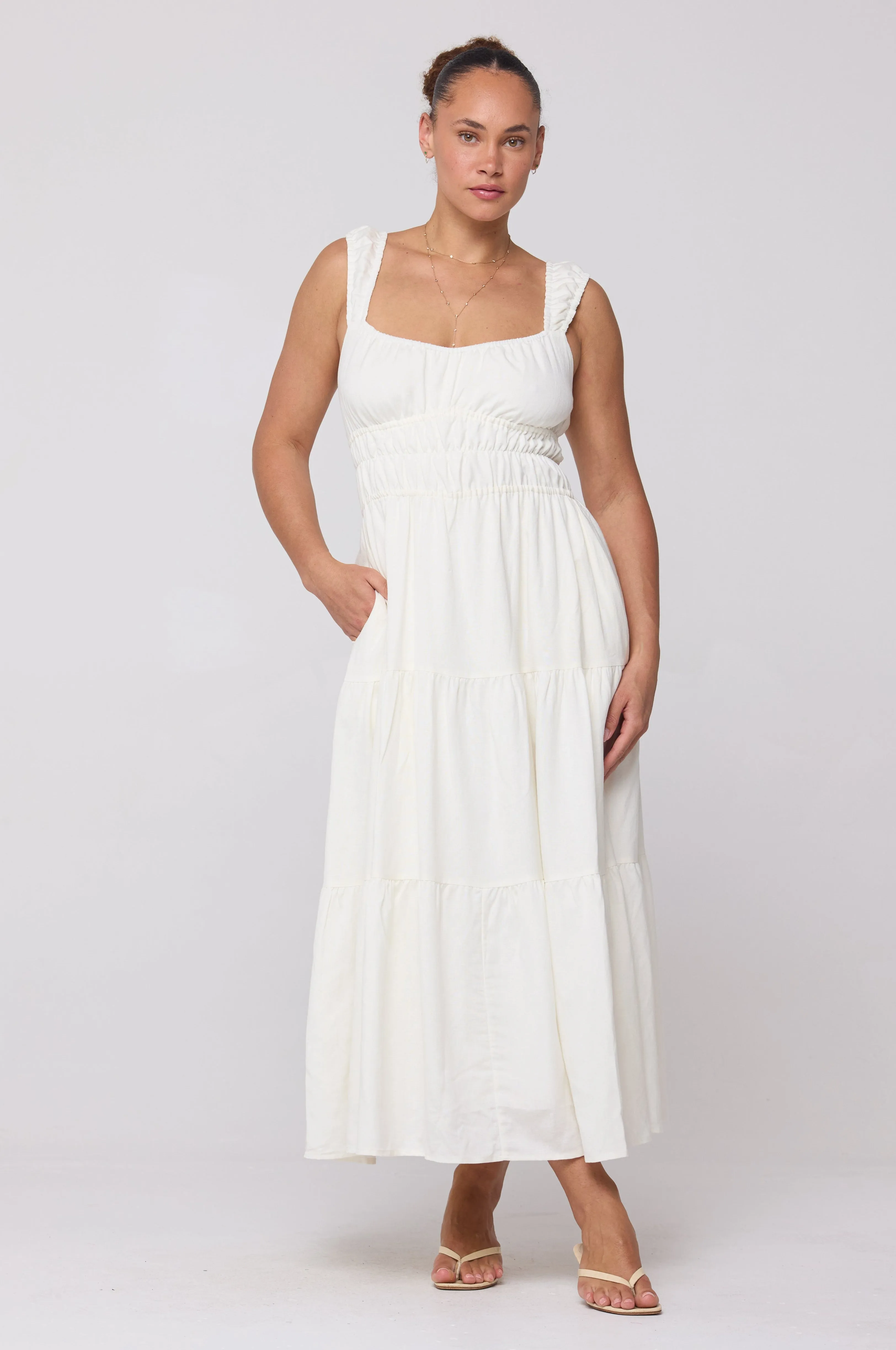 Tori Dress in White Linen