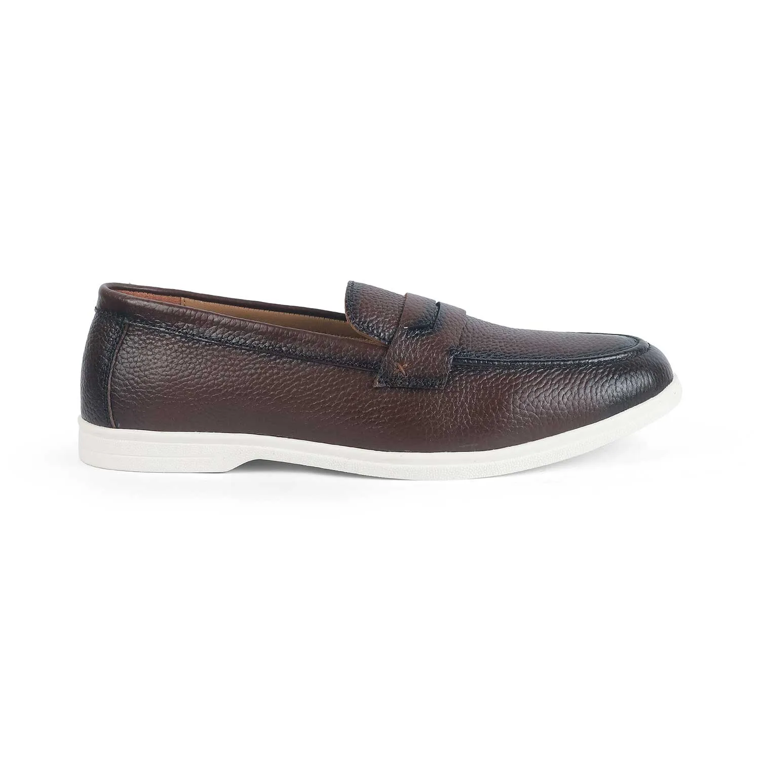 Tresmode Federer Brown Men's Penny Leather Driving Loafers