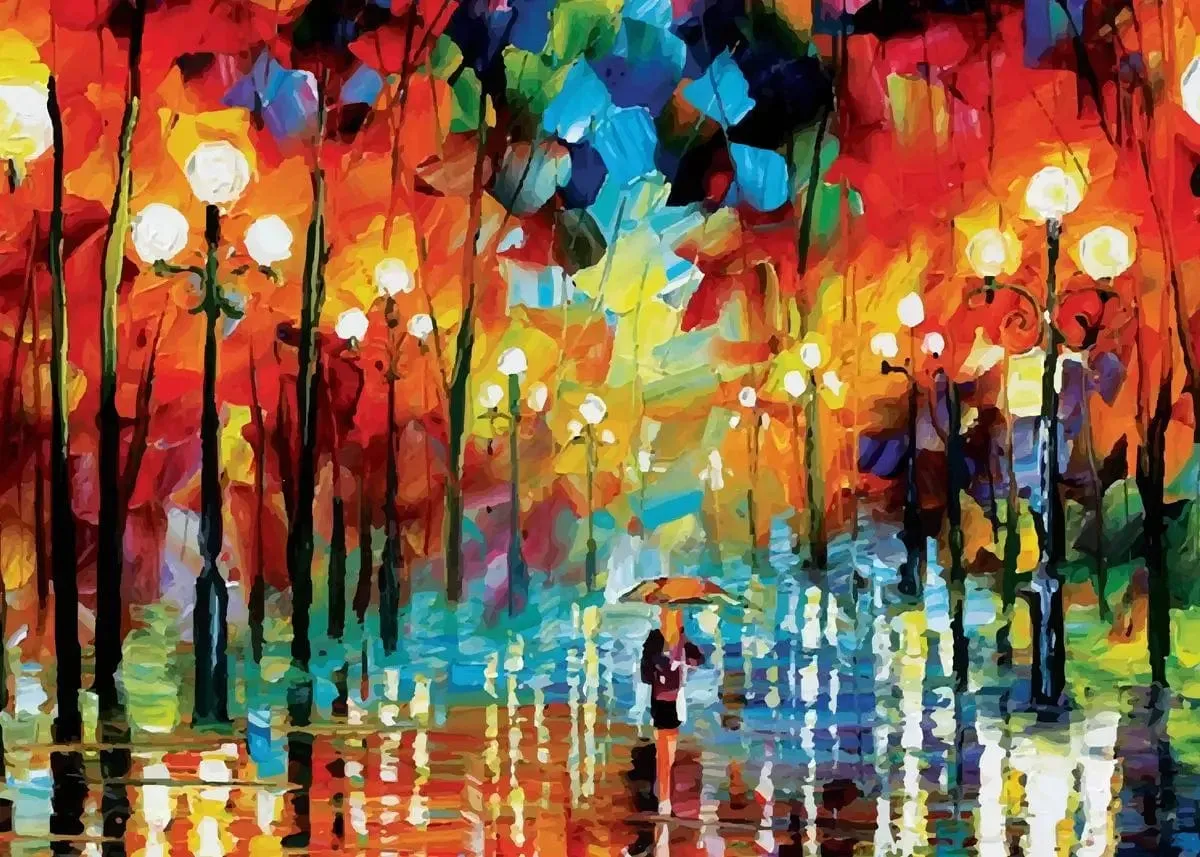 Vibrant Modern Abstract Street Canvas Print Colorful Landscape Wall Art Painting