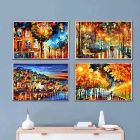 Vibrant Modern Abstract Street Canvas Print Colorful Landscape Wall Art Painting