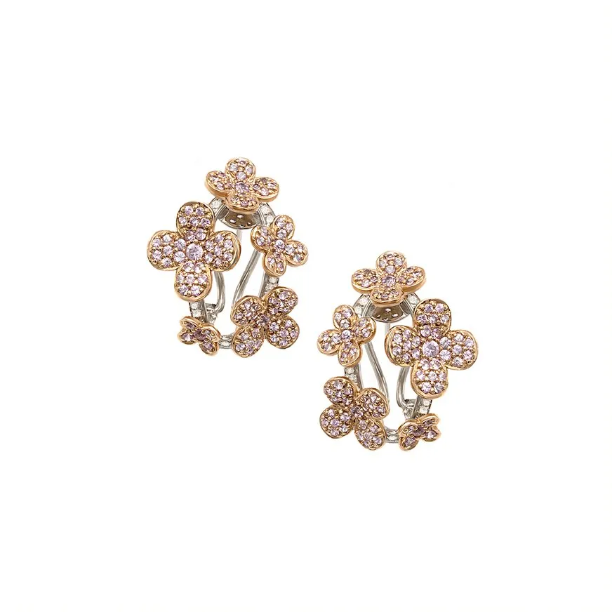 White and Rose Gold Flower Earrings