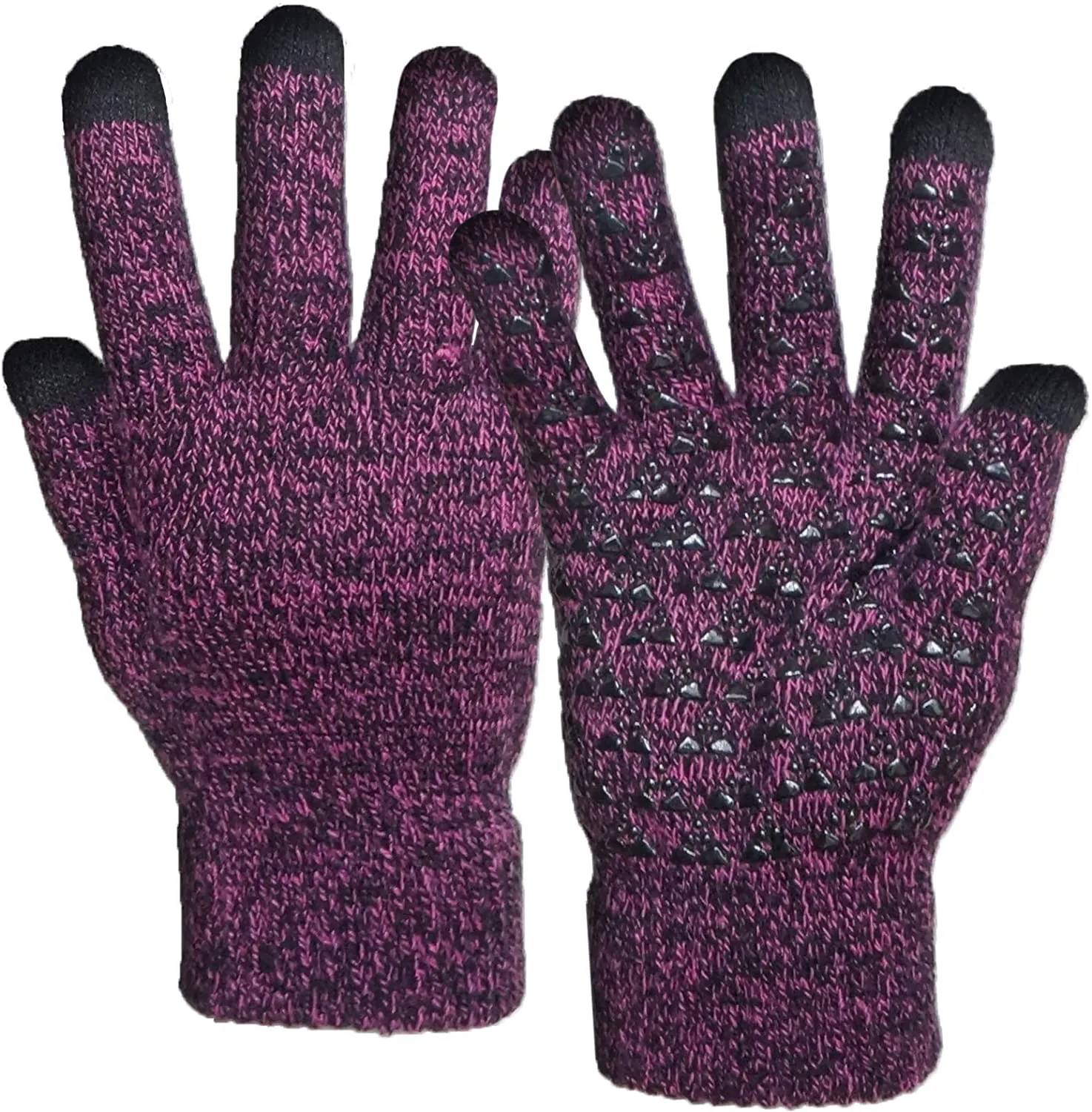 Winter Knit Gloves Touchscreen Warm Thermal Soft Lining Elastic Cuff Texting Anti-Slip 3 Size Choice for Women Men