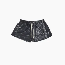 WOMEN'S PAISLEY MESH SHORT - BLACK