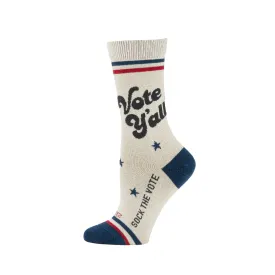 Women's Vote Y'all organic cotton crew socks - Natural